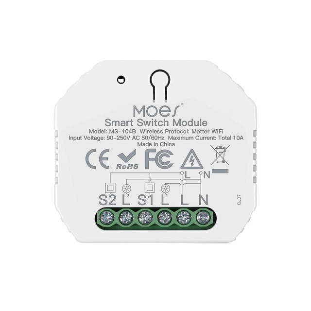 MOES Tuya Matter WiFi Switch Module 2 Gang Smart Automation Relay Timer App Remote Control Work With Alexa Google Home Apple