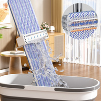 Ensemble Vadrouille Plate Sèche et Humide de Haute Qualité avec Manche Extensible pour un Nettoyage en Profondeur, Incluant un Seau de Séparation d'Eau Sale