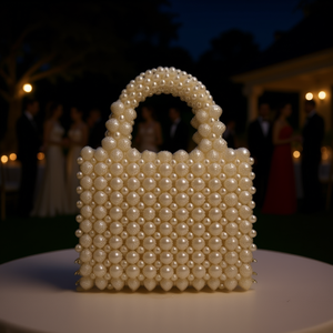 Elegant <b>White</b> Acrylic Pearl Beaded <b>Clutch</b> <b>Bag</b> <b>for</b> Women, Vintage Fashion Evening Purse with Polyester Lining, Ideal <b>for</b> <b>Wedding</b> - Product Image 2