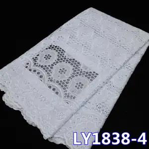 NI.AI White African Cotton Lace Fabric Elegant Swiss Voile Lace For Women Weddings Embroidery Rhinestones Decorative Textile