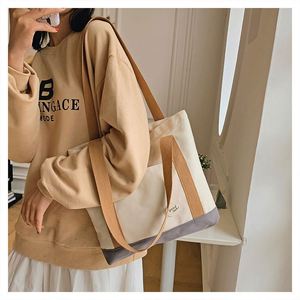 Sac messager en toile simple, sacs fourre-tout avec poches intérieures, sacs fourre-tout réutilisables en toile pour les courses - Product Image 3