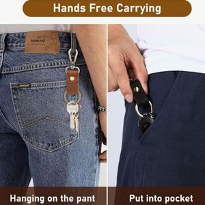 Porte-clés en cuir véritable avec gravure laser métallique, pendentif cadeau pour voiture, porte-clés Chris, pour femme et homme, avec anneau de ceinture - Product Image 5