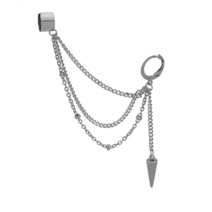 Hot Selling Simple Niche Design Multi-layer <b>Silver</b> Plated <b>Chain</b> Ear Clip Hiphop Style Men's <b>Earrings</b> Trendy Jewelry Wholesale - Product Image 5