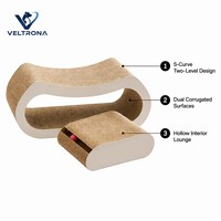 Planche à gratter pour chat en forme de S, canapé ondulé en deux parties, mobilier de détente pour chat en carton ondulé courbé, vente en gros