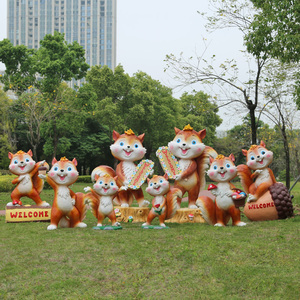 Al Aire Libre jardín de infantes dibujos animados ardilla escultura ventas césped animales adornos fibra de vidrio jardín paisaje Decoración - Product Image 4