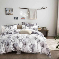 Parure de lit en microfibre, Style Simple, personnalisé, très tendance, impression noire, feuilles, plantes, housse de couette, drap de lit, 3 pièces