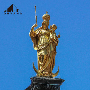 Escultura Religiosa Católica <span class=keywords><strong>de</strong></span> la Asunción <span class=keywords><strong>de</strong></span> la Virgen María con Halo <span class=keywords><strong>de</strong></span> 12 Estrellas, Estatua <span class=keywords><strong>de</strong></span> Bronce Dorada <span class=keywords><strong>de</strong></span> la Virgen María para Decoración <span class=keywords><strong>de</strong></span> Iglesias Interiores - Product Image 3