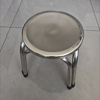 Kursi Bundar Stainless Steel Multi-Tinggi 30 45 47 cm untuk Penggunaan Kantin Sekolah dan Pabrik