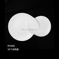 Plat en céramique pour hôtel restaurant Assiette octogonale Vaisselle de fête Assiette plate hexagonale en porcelaine blanche sûre