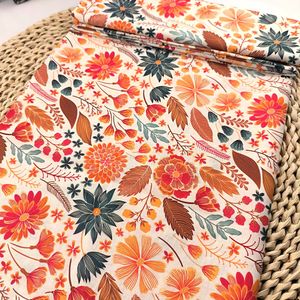 اتجاه جديد من القطن العضوي ، قماش منسوج مصبوغ بالزهور باللون الأحمر والبرتقالي الناعم لفساتين القمصان - Product Image 2
