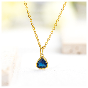 Collier pendentif pierre de naissance géométrique en acier inoxydable plaqué or 18 carats avec zircon 12 mois d'insertion d'ongles perle bijoux pour femmes cadeau - Product Image 4