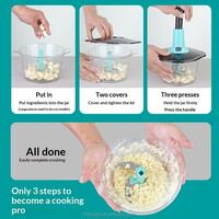 Handmatige groentehakker 1500ml, voor groenten, uien en knoflook, handmatige keukenhakker voor voedselbereiding