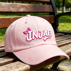 Casquette de baseball rose mignonne à 6 panneaux avec broderie INJAE, chapeau de soleil réglable et respirant pour femmes et filles - Product Image 5