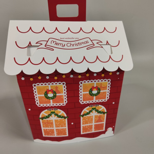 Caja Plegable Ecológica para Cupcakes - Contenedor de Cartón Gris con Diseño de Casa Navideña para 8 Piezas, Servicio de Logotipo Personalizado - Product Image 3