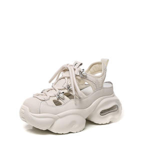 Sandalias Blancas con Pedrería para Mujer, con Plataforma, Punta Redonda, Transpirables, Suela Gruesa, Estilo Dad Shoes, Verano 2026 - Product Image 1