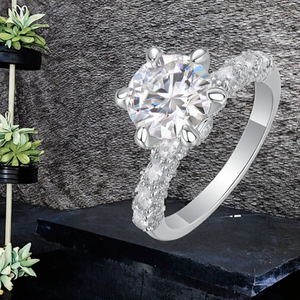 Bague de mariage cercle en argent sterling 925 SHOREA, design gratuit, moissanite VVS, sertissage 6 griffes, bague de fiançailles classique pour femme - Product Image 3