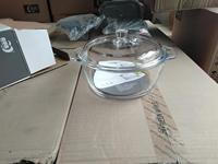 Vaisselle de cuisson en verre borosilicate trempé, réutilisable, en forme d'ellipse, pour four à micro-ondes, avec couvercle, vente en gros