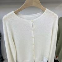 Personnalisé décontracté respirant col rond solide Cardigan femmes à manches longues cachemire + soie tricoté printemps