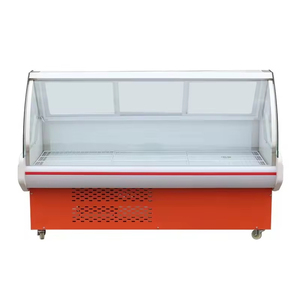 Vitrina Refrigerada Comercial Blanca Curva de Vidrio para Delicatessen, Mostrador Refrigerado con Estantes de Vidrio para Carnicería - Product Image 1