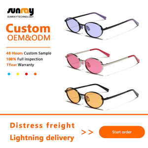 Fashion Custom Logo <b>Metal</b> <b>Frame</b> Colorful Lenses Sunglasses Wholesale Customize OEM Men UV400 Anti-Glare Driving Unisex Vintage - Product Image 2