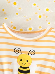 Vestito <span class=keywords><strong>Tutu</strong></span> a Maniche Lunghe con Stampa Ape e Righe <span class=keywords><strong>per</strong></span> <span class=keywords><strong>Bambine</strong></span>, Abito Principessa in Tulle Giallo Morbido <span class=keywords><strong>per</strong></span> Feste di Compleanno - Product Image 4