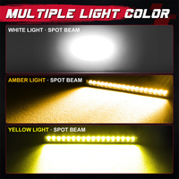 Barre lumineuse LED à profil bas de 20 pouces, faisceau spot, couleur blanc jaune ambre, pour éclairage avant de voiture 12V