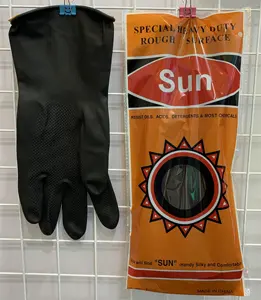 ถุงมือยางสีดำสำหรับใช้ในครัวถุงมือยางกันน้ำแขนยาวงานตามสั่ง