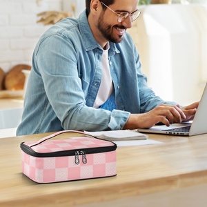 Eco-Friendly Custom Pink Checked Aluminum Foil Small <b>Lunch</b> <b>Box</b> Insulated Thermal Bento Cooler <b>Lunch</b> Bags for Outside Work - Product Image 5