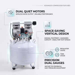 Compresseur d'air vertical silencieux sans huile 38L Compair, design compact à faible bruit, pour un air pur et une économie d'espace, idéal pour usage industriel. - Product Image 2