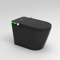 Toilette moderne en céramique intelligente noire mate montée au sol avec télécommande