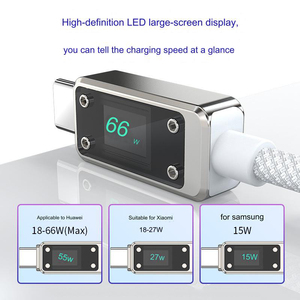 สายชาร์จข้อมูลแบบเร็ว 6A พร้อมไฟ LED แสดงผลดิจิตอล สายชาร์จ TYPE-C 66W ตัวเรือนโปร่งใส โลหะผสมสังกะสี - Product Image 4