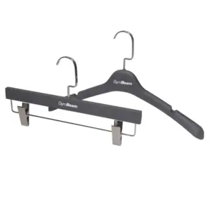 Goede Kwaliteit Zwart Rubber Coated Plastic Top Hanger Broek Hanger Met Clips