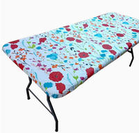 Housse de table extérieure anti-poussière en flanelle avec bande élastique, nappe de pique-nique imprimée 4FT/6FT avec élastique