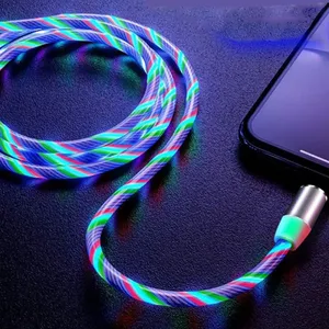 Charging Cord Magnetic LED Flowing Magnetic Micro USB Cable Light Up 3 Pack Charging Cable Magnet Android Charger Cord