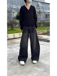 Pantalones vaqueros para hombre con costuras decorativas y detalles de costura Harvest, corte relajado, Courage Supplier - Product Image 3