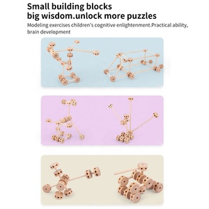 Set <span class=keywords><strong>di</strong></span> 60 Blocchi <span class=keywords><strong>di</strong></span> Costruzione in <span class=keywords><strong>Legno</strong></span> Creativi, Gioco <span class=keywords><strong>di</strong></span> Assemblaggio Fai-da-Te con Giunti e Bastoncini per Bambini - Product Image 4