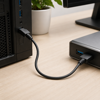 Kabel USB 3.0 Super Cepat Male to Male 5Gbps Sudut Kanan 90 Derajat Tipe A Kabel Sinkronisasi Data untuk Pendingin Laptop