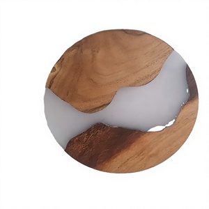 New Style Indian Handmade Wood And Resin Round Shape Brown and white Table Decorate Used Model style kitchenware Wedding Used - Product Image 1
