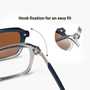 <span class=keywords><strong>Occhiali</strong></span> <span class=keywords><strong>da</strong></span> <span class=keywords><strong>Sole</strong></span> Unisex S33106 Polarizzati con Montatura Completa Rettangolare, Lenti UV400, Logo Personalizzato Stampato, Clip Pieghevole, Montature Ottiche Grigio Tè - Product Image 3