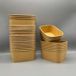 1000 Tazones de Papel Rectangulares Cuadrados Grandes de 1300 ml, Tazones Desechables de Papel Kraft para Llevar Comida, Tazones de Papel para Ensalada con Tapas - Product Image 1