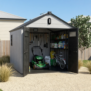 Grand <span class=keywords><strong>abri</strong></span> de rangement en aluminium 8x12 pieds avec portes doubles pour vélos, motos, tondeuses à gazon et outils – <span class=keywords><strong>Abri</strong></span> préfabriqué pour jardin - Product Image 2