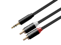 Cable de Audio en Y de Fibra de Carbono Trenzada de 3.5mm Macho a Doble RCA para Coche, Guitarra, Teléfono, PC a Amplificador/Altavoz - Conectores Chapados en Oro
