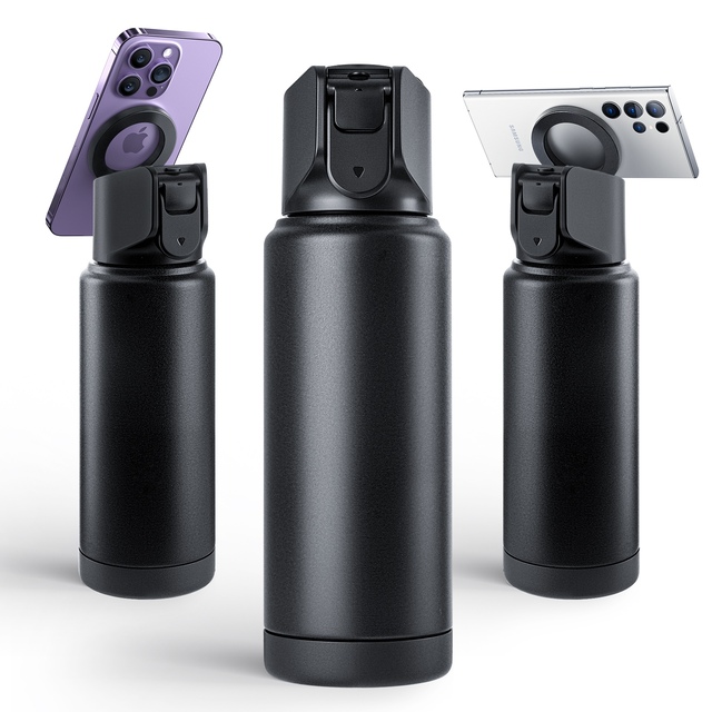 LISEN 750ml Magnetic Water Bottle With Straw Stainless Steel Vacuum Insulated Phone Holder Cup for iPhone 17 16 15 Pro Max S25