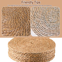 Napperons ronds tissés à la main en paille naturelle et jonc de mer, style vintage classique, 40 cm, pour usage domestique