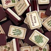 Ubin Mahjong Akrilik Amerika Burgundy Natural Journey 2-Deck 160 Buah untuk Hiburan Luar Ruangan