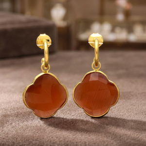Pendientes de latón hechos a mano con gemas, chapados en rodio, estilo étnico bohemio. - Product Image 3