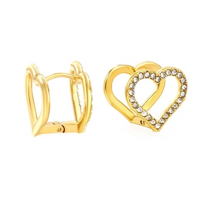 Pendientes de Aro con Corazón de Circonita Cúbica Hueca, Recién Llegados, Chapados en Oro de 18K PVD, Resistentes al Agua, de Acero Inoxidable, para Mujer - Product Image 6