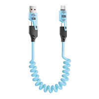 Cable de Carga Rápida Multifuncional 4 en 1 de Alta Calidad, 1 Metro, 60W, USB-A/USB-C a USB-C/8 Pines, para Viajes