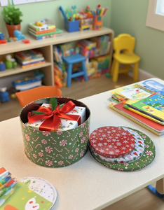 Bộ hộp thiếc Giáng sinh in tùy chỉnh theo yêu cầu nhà máy, nhiều loại, hình tròn, dùng làm quà tặng, trang trí tiệc Giáng sinh, đựng đồ ăn nhẹ - Product Image 4