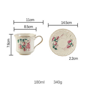 ชุดแก้วกาแฟและชาเซรามิกสไตล์จีนสุดหรู พร้อมจานรอง หนาพิเศษ สำหรับใช้ในบ้าน ทำจากเครื่องปั้นดินเผา - Product Image 2